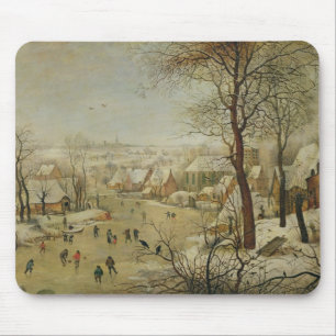 Mousepad Paisagem do inverno com armadilha do pássaro (ól