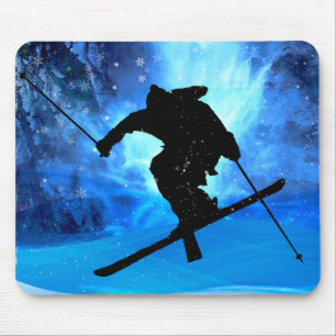 Mousepad Paisagem do inverno e esquiador do estilo livre
