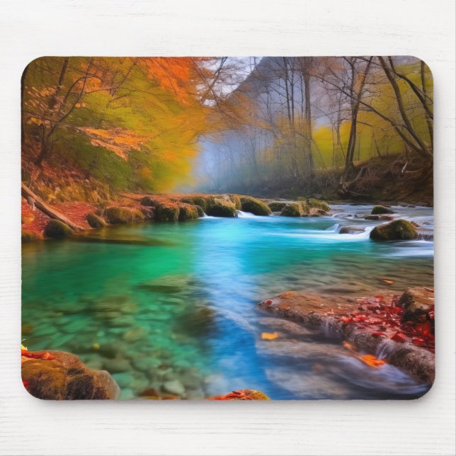 Mousepad Paisagem do Rio de Outono Tranquilo (Frente)