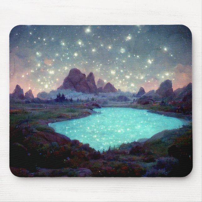 Mousepad Paisagem Fantasia das Estrelas do Céu Noturno (Frente)