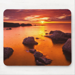 Mousepad Paisagem marítima laranja, pôr do sol, Califórnia