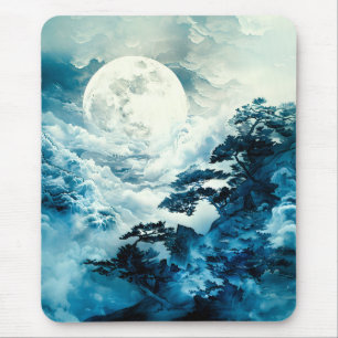 Mousepad Paisagem Mística da Montanha ao Luar