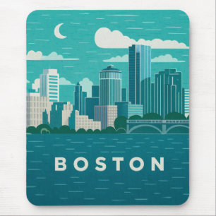 Mousepad Paisagem Noturna da Cidade de Massachusetts Cida