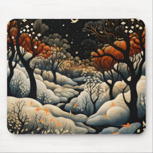 Mousepad Paisagem Noturna de inverno