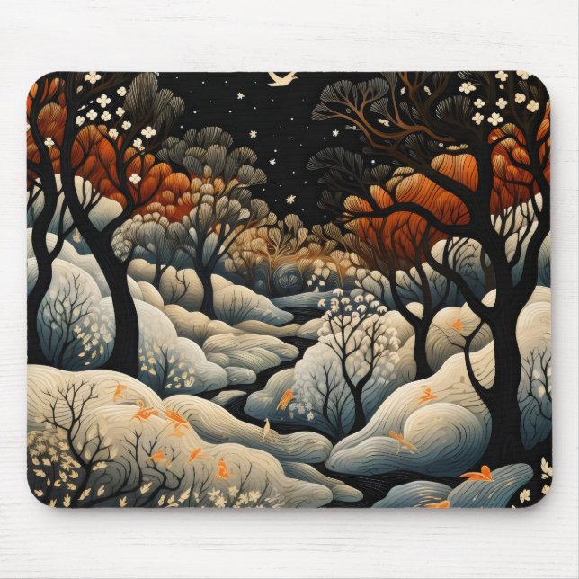 Mousepad Paisagem Noturna de inverno (Frente)