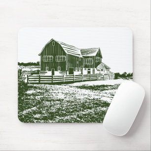 Mousepad Paisagem rural casa de fazenda estilo xilogravura