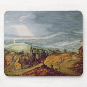 Mousepad Paisagem rural com um peregrino que ajoelha-se