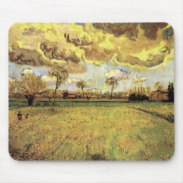 Mousepad Paisagem sob um céu tempestuoso por Vincent van Go (Frente)