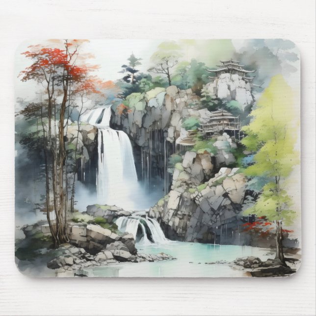 Mousepad Paisagem tradicional asiática (Frente)