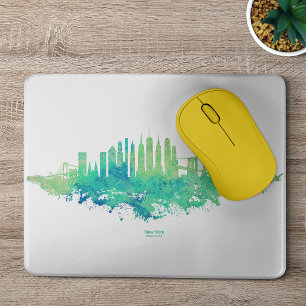 Mousepad Paisagem urbana da Cidade de Nova York em aquarela
