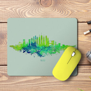 Mousepad Paisagem urbana da Cidade de Nova York em aquarela