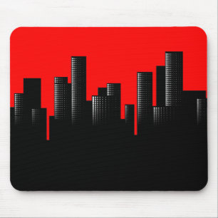 Mousepad paisagem urbana vermelha