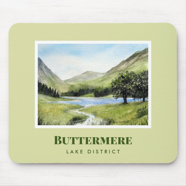 Mousepad Paisagem Watercolor Painting of Lake Buttermere (Frente)