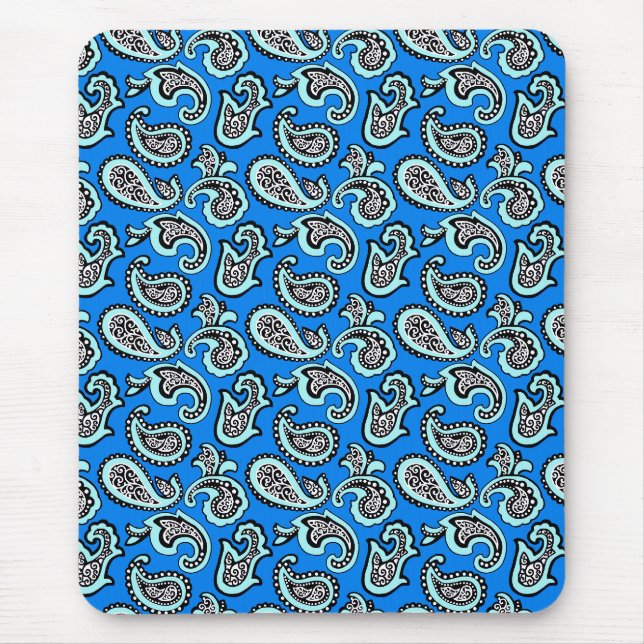 Mousepad Paisley Atemporal em Fundo Azul (Frente)