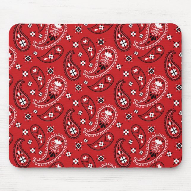 Mousepad Paisley Pattern com Fundo Vermelho-23214 (Frente)