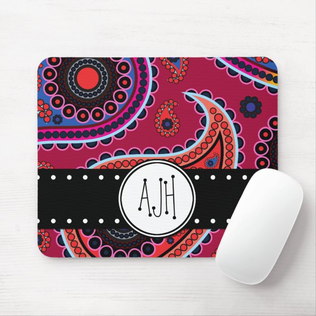 Mousepad Paisley Pattern, Persa Paisley, Boteh, Monograma (Com mouse)