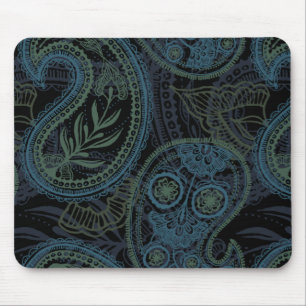 Mousepad Paisley romântico de turquesa, azul & verde