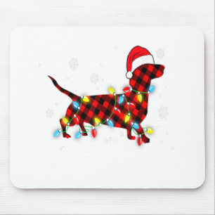 Mousepad Pajamas Red Buffalo Xadrez Dachshund Feliz Cão Chr