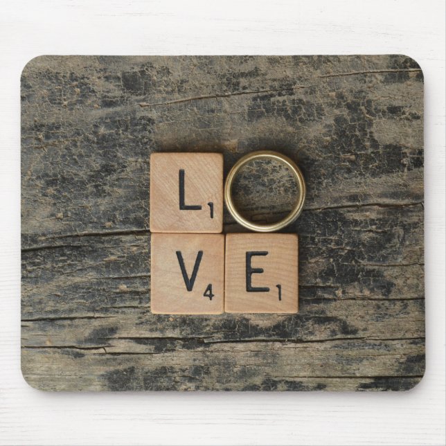 Mousepad Palavra de amor criativo com elementos essenciais (Frente)