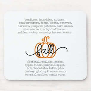 Mousepad Palavras de definição de outono de Alô Bonito Pala