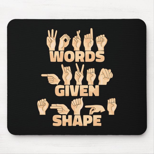 Mousepad Palavras de linguagem de sinais da ASL americana d (Frente)