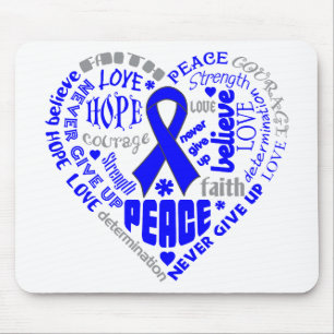 Mousepad Palavras do coração da consciência do cancro do