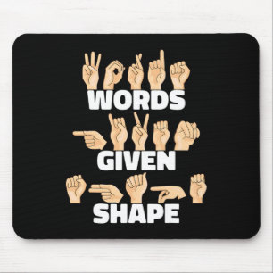 Mousepad Palavras em formato ASL American Sign Language