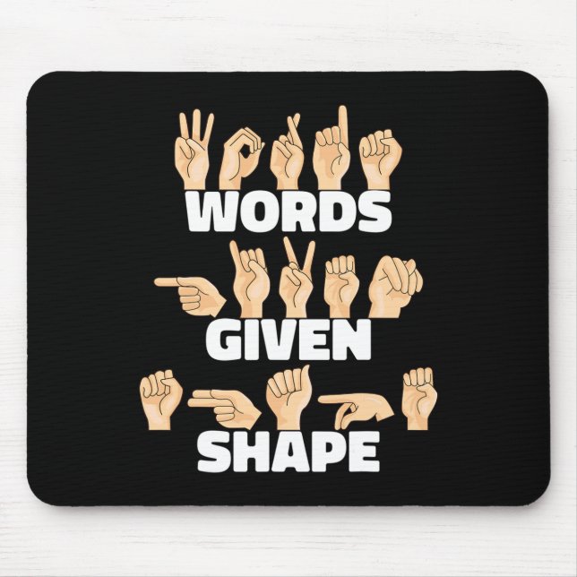 Mousepad Palavras em formato ASL American Sign Language (Frente)