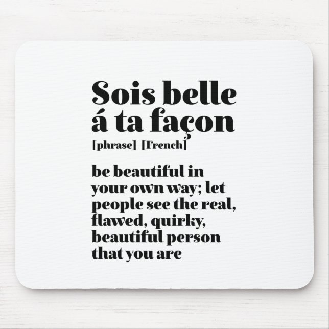 Mousepad Palavras Francesas Inspiracionais Belo Sois Belle (Frente)