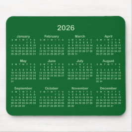 Mousepad Pale and Forest Green 2026 Calendar