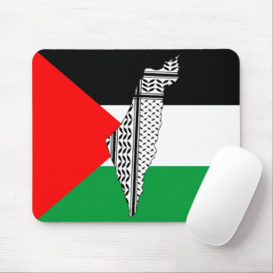 Mousepad Palestina - Bandeira e Mapa com Padrão Keffiyeg
