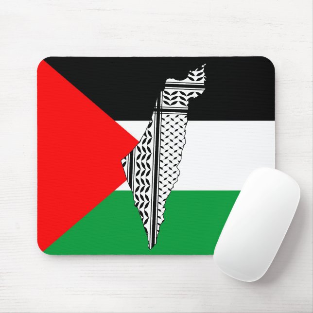 Mousepad Palestina - Bandeira e Mapa com Padrão Keffiyeg (Com mouse)
