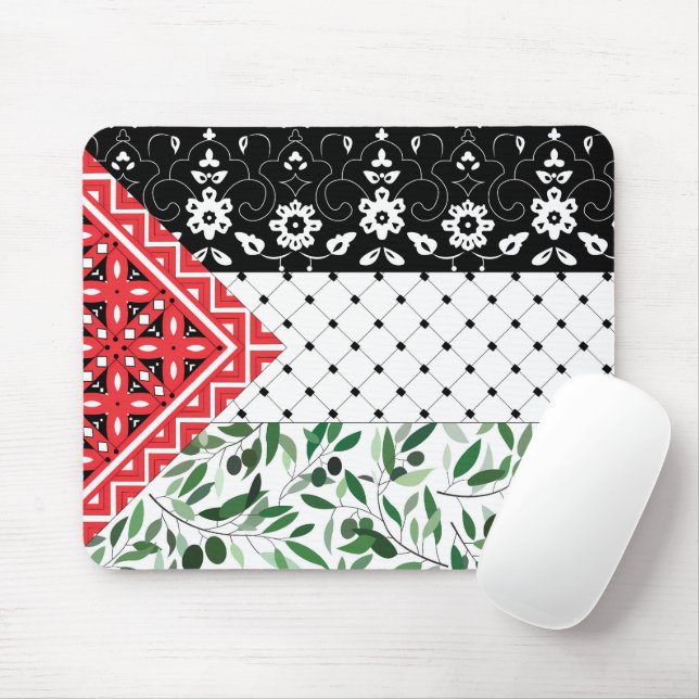 Mousepad Palestina Flag Falastini Trabalho de arte Kuffiyeh (Com mouse)
