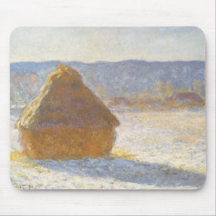 Mousepad Palheiro de Manhã, Efeito de Neve por Claude Monet