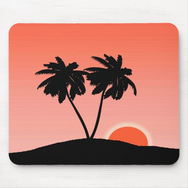 Mousepad Palm Tree Silhouette em Laranja Sunset (Frente)