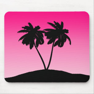 Mousepad Palm Tree Silhouette no Rosa amanhecido