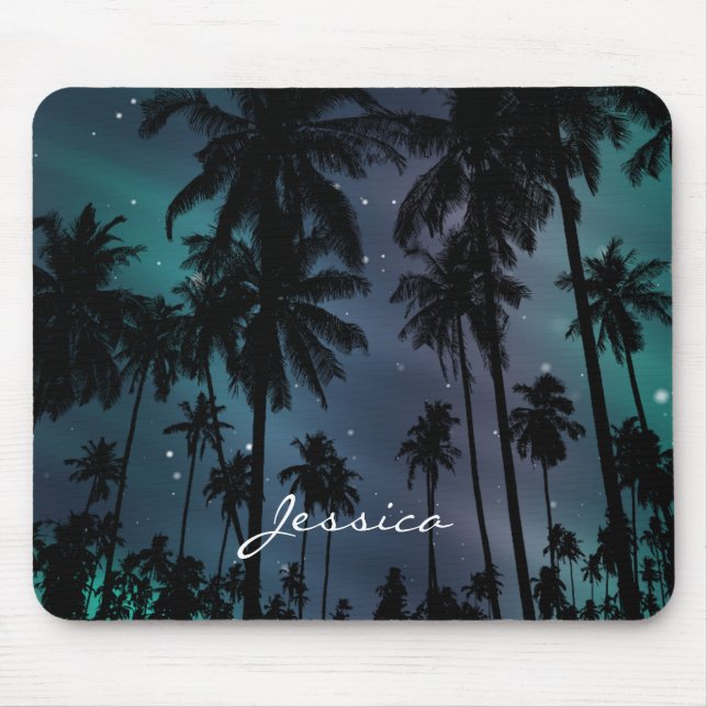 Mousepad Palm Trees and Starry Night Sky Personalised (Frente)