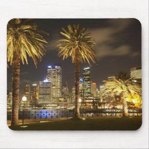 Mousepad Palm Trees e CBD à noite, Sydney, New South