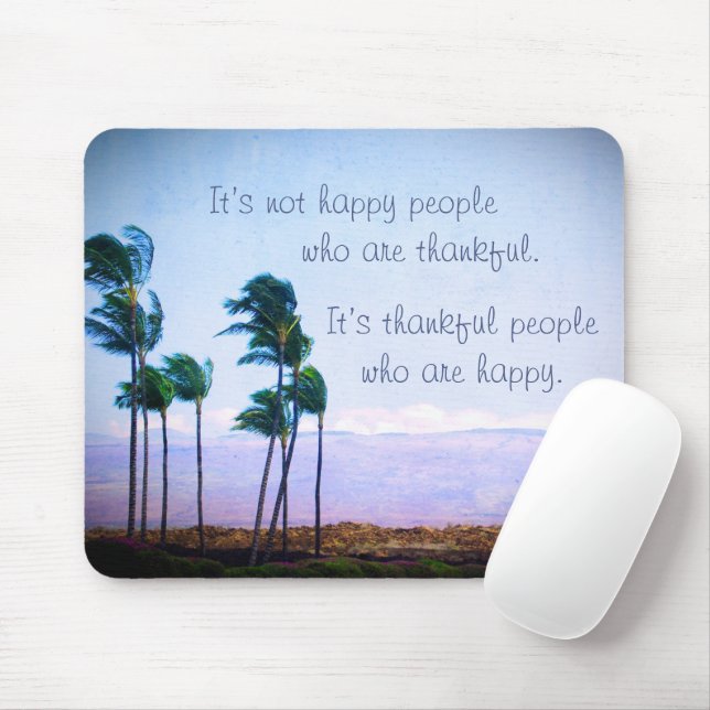 Mousepad Palm Trees Hawaii Feliz Citação de Pessoas Agradec (Com mouse)