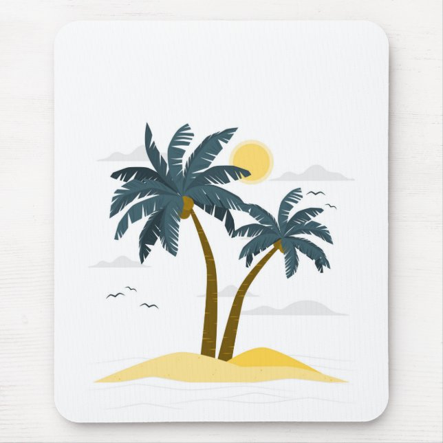 Mousepad Palma Tropical de Férias de Praia Cuta (Frente)