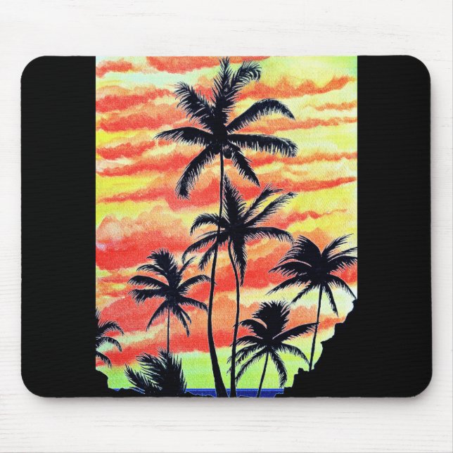 Mousepad Palmas de Coco Sunset Havaiano (Frente)