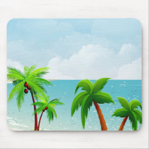 Mousepad Palmas tropicais Nuvens brancas do céu azul Modelo
