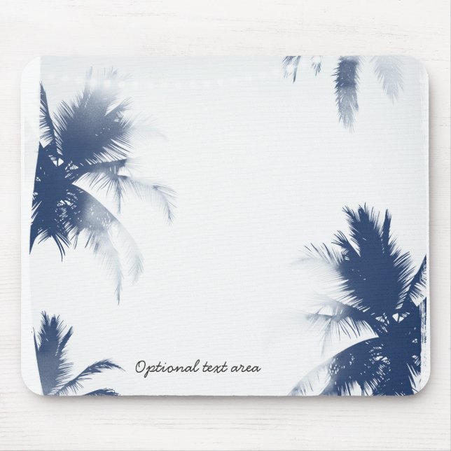 Mousepad Palmeiras Branco Glamour Chic Moderno Tropical (Frente)