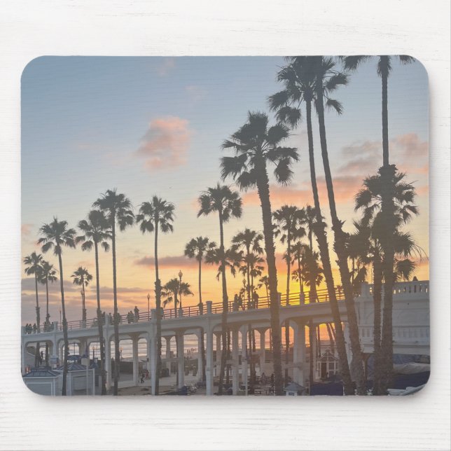 Mousepad Palmeiras em Orange Sunset Oceanside California (Frente)
