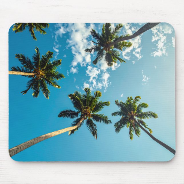 Mousepad Palmeiras no skateboard de céu azul (Frente)