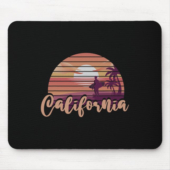 Mousepad Palmeiras Oceano Califórnia Surf Retro C (Frente)