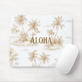 Mousepad Palmeiras Tropicais da Ilha Tropical Marrom Creme
