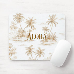 Mousepad Palmeiras Tropicais da Ilha Tropical Marrom Creme