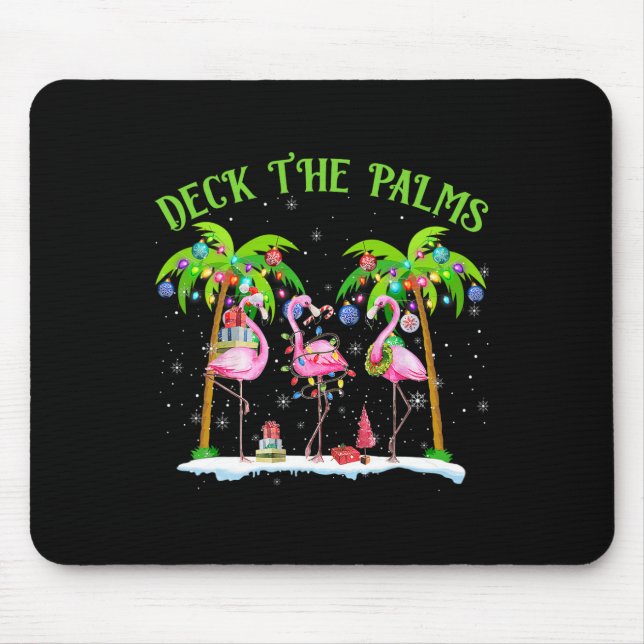 Mousepad Palms Flamingo, Luzes De Natal Tropicais (Frente)