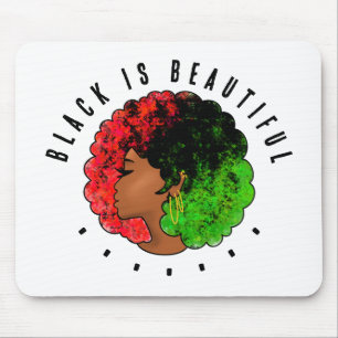 Mousepad Pan-africana menina mulher negra verde vermelho or